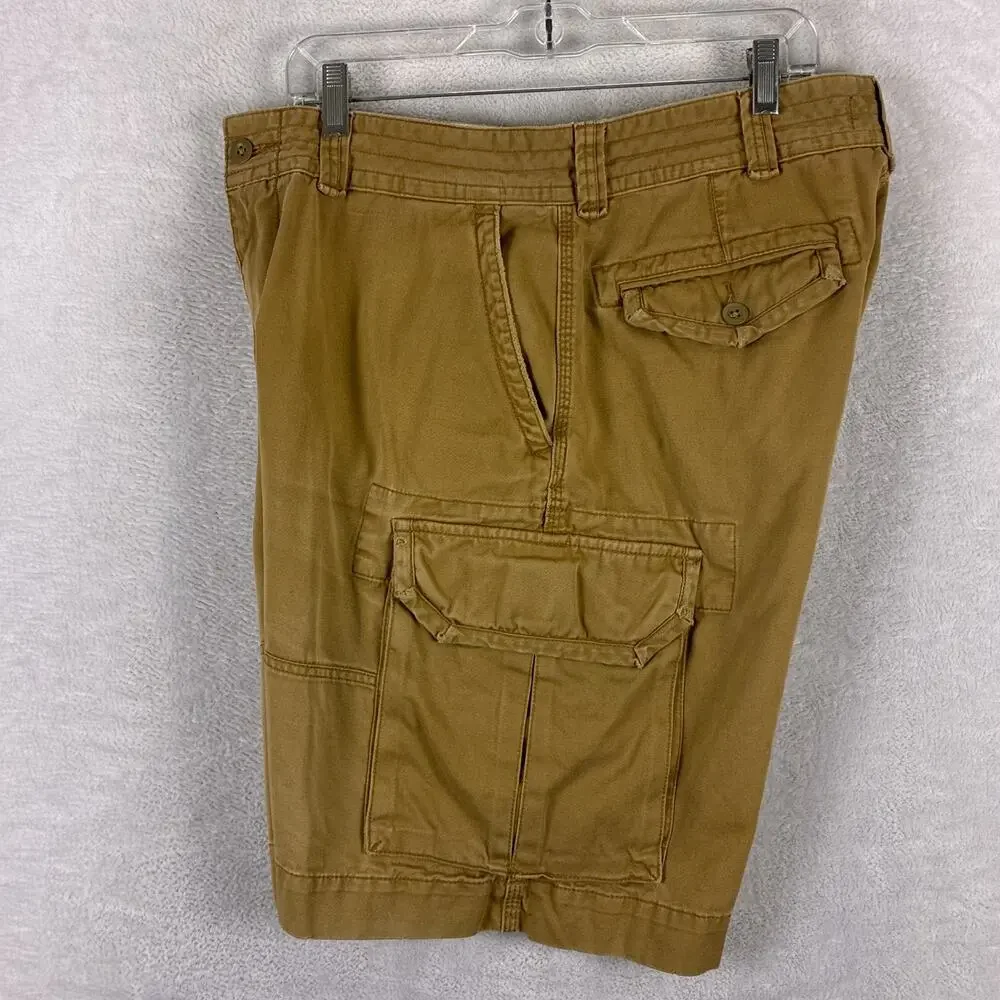 VTG Polo Ralph Lauren Cargo Shorts Mens 35 Tan Y2K Preppy Baggy Skate Military